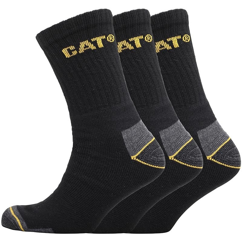 Caterpillar Mens Workwear Three Pack Crew Socks Black - Image 1