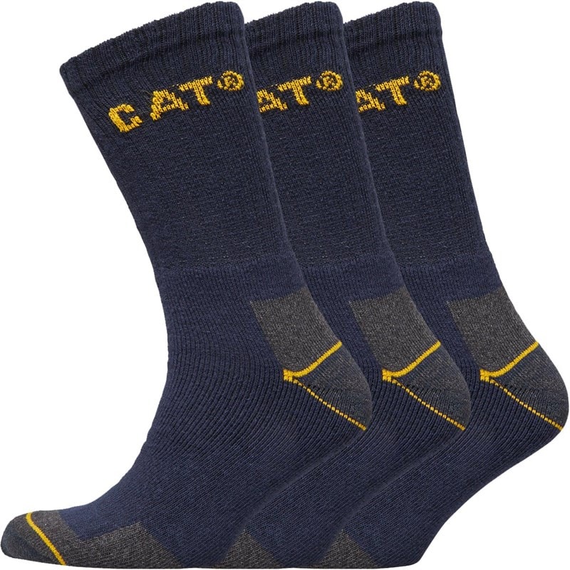 Caterpillar Mens Workwear Three Pack Crew Socks Navy - Image 1
