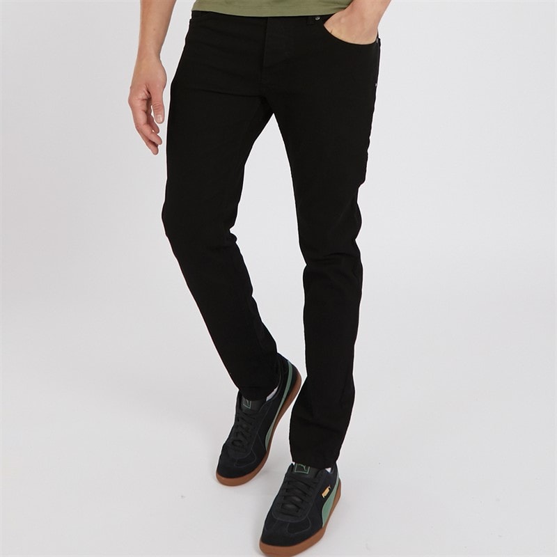 Crosshatch Mens Buraca Slim Fit Jeans Washed Black