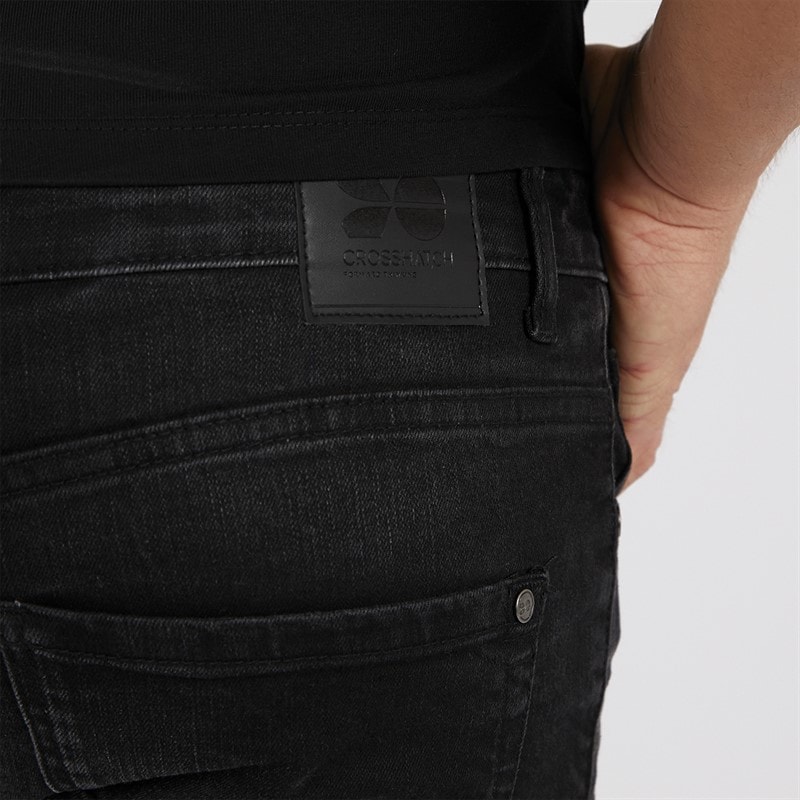 Crosshatch Mens New Svelte Slim Stretch Jeans Blackwash - Image 3