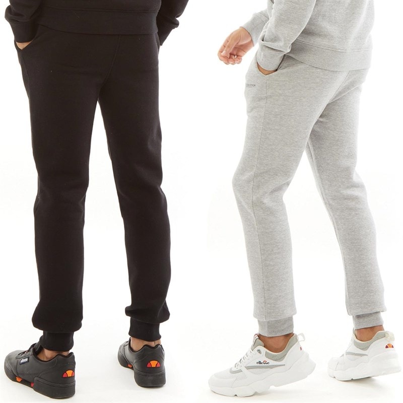 Crosshatch Mens Two Pack Joggers Black/Grey Marl - Image 2