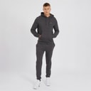 Crosshatch Mens Chelmere Hoodie And Joggers Set Charcoal Marl