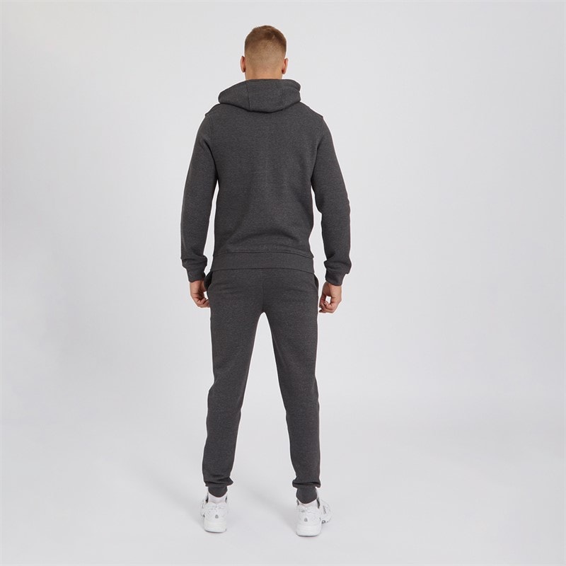 Crosshatch Mens Chelmere Hoodie And Joggers Set Charcoal Marl - Image 2