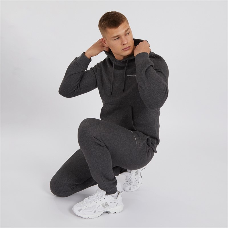 Crosshatch Mens Chelmere Hoodie And Joggers Set Charcoal Marl - Image 3