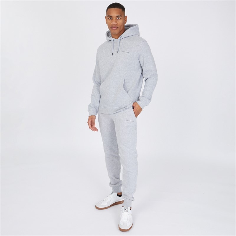 Crosshatch Mens Hoodie And Joggers Set Grey Marl