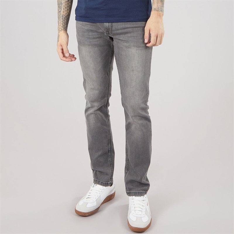 Crosshatch Mens New Svelte Slim Stretch Jeans Grey Wash - Image 1