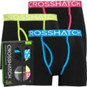 Crosshatch Mens Trioglow Three Pack Open Fly Boxers Shorts Black