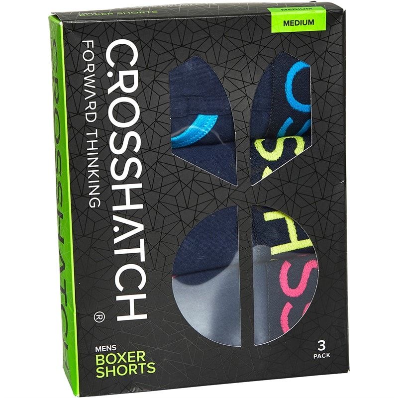 Crosshatch Mens Trioglow Three Pack Open Fly Boxers Shorts Blueberry - Image 2