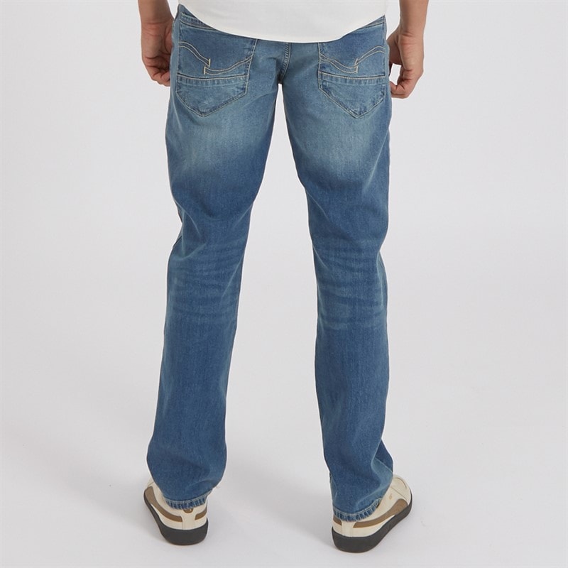Crosshatch Mens Farrowed Stretch Fit Jeans With Belt Stone Wash - Image 2
