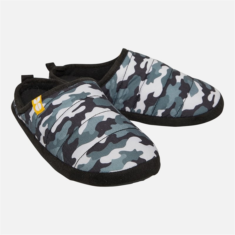 Crosshatch Mens Padfoot Padded Slippers Camo Black - Image 1