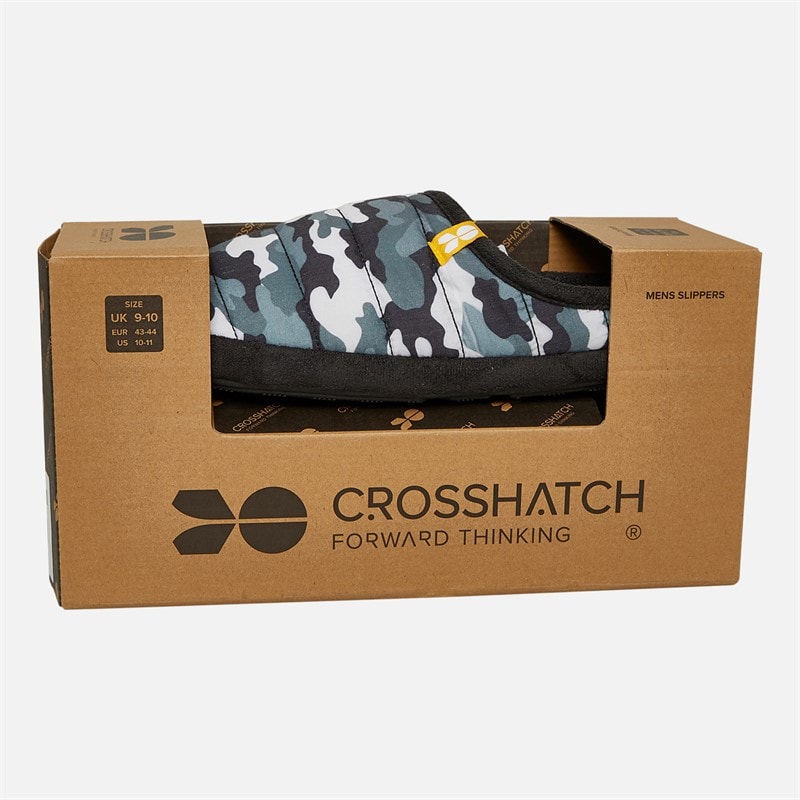 Crosshatch Mens Padfoot Padded Slippers Camo Black - Image 4