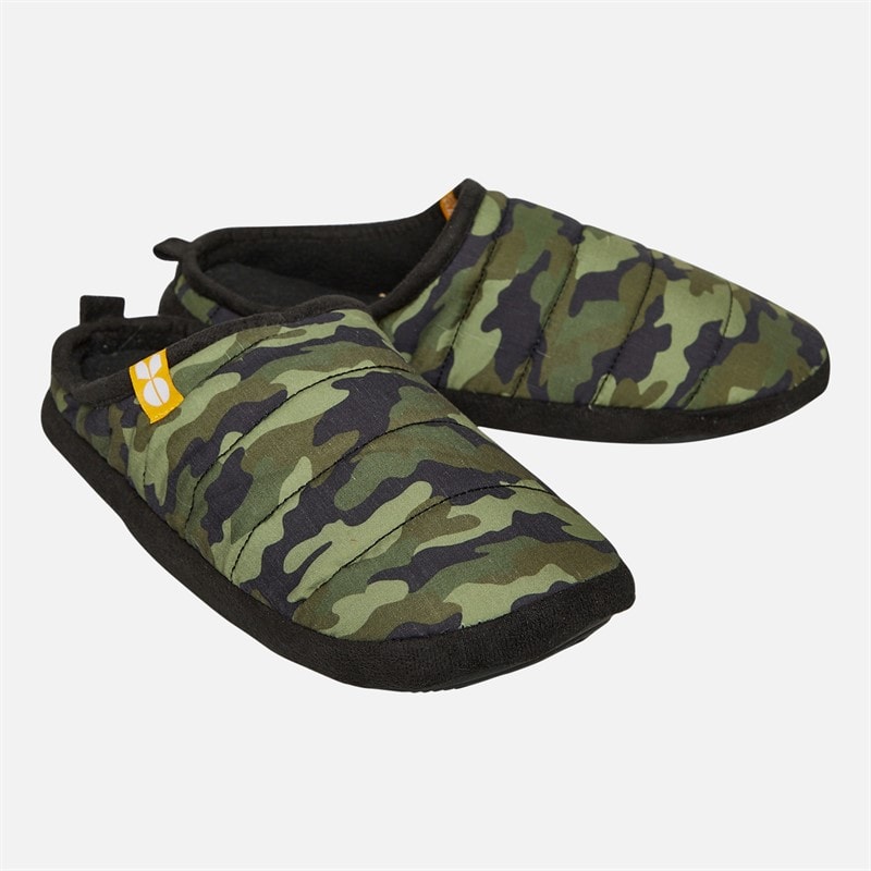 Crosshatch Mens Padfoot Padded Slippers Camo Olive - Image 1