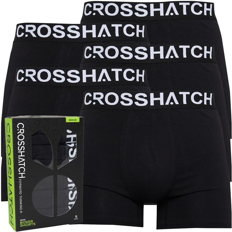 Crosshatch Mens Astral Five Pack Boxers Pack A Black