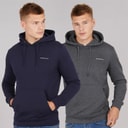 Crosshatch Mens Traymax Two Pack Hoodies Navy/Charcoal