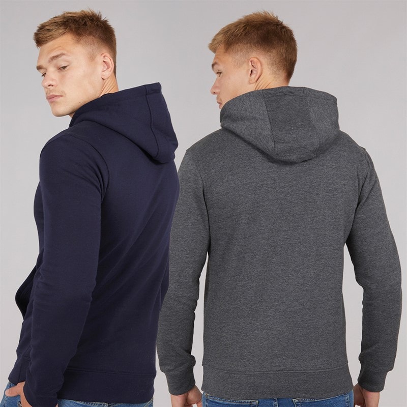 Crosshatch Mens Traymax Two Pack Hoodies Navy/Charcoal - Image 2