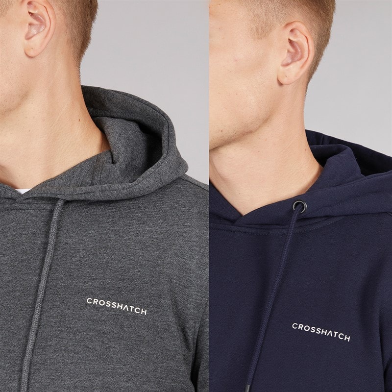 Crosshatch Mens Traymax Two Pack Hoodies Navy/Charcoal - Image 3