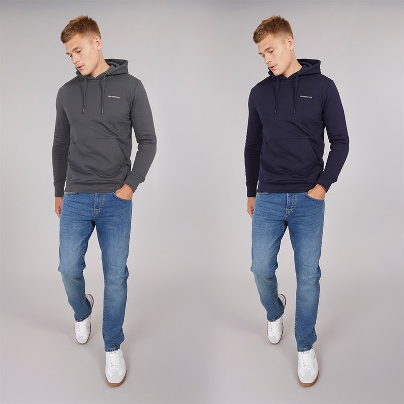 Crosshatch Mens Traymax Two Pack Hoodies Navy/Charcoal - Image 4