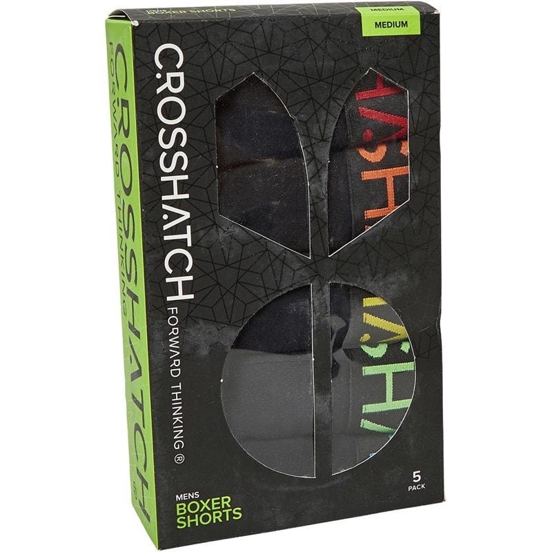 Crosshatch Mens Chasma Five Pack Boxers Black - Image 2