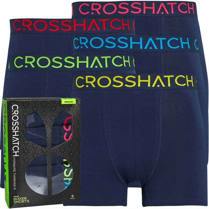 Crosshatch Mens Chasma Five Pack Boxers Navy - Image 1