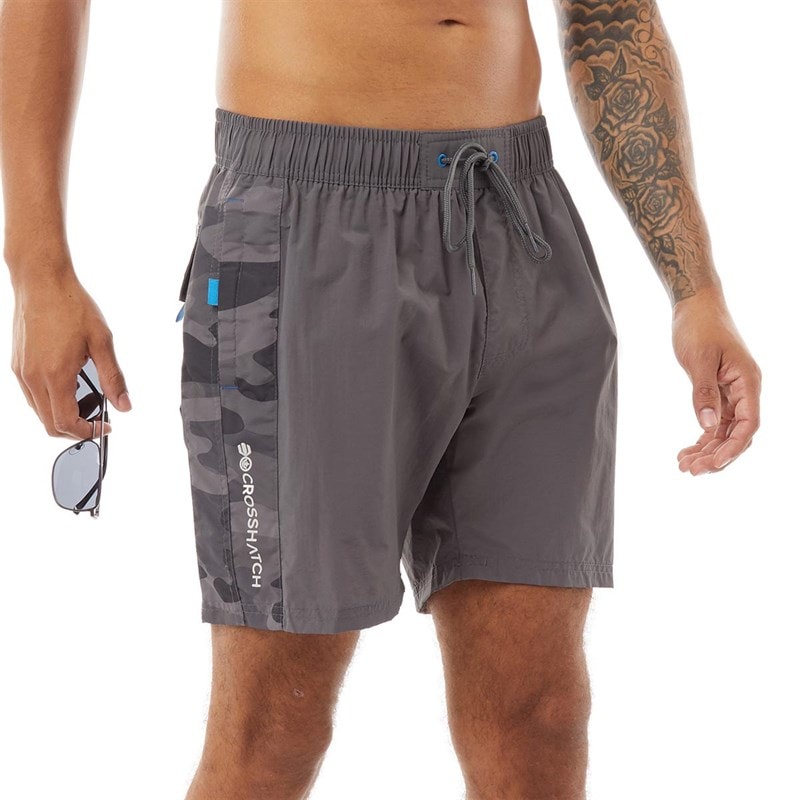 Crosshatch Mens Mansons Swim Shorts Charcoal - Image 1