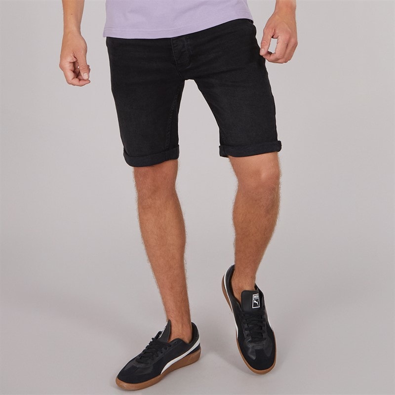 Crosshatch Mens Tadcaster Mens Denim Shorts Black