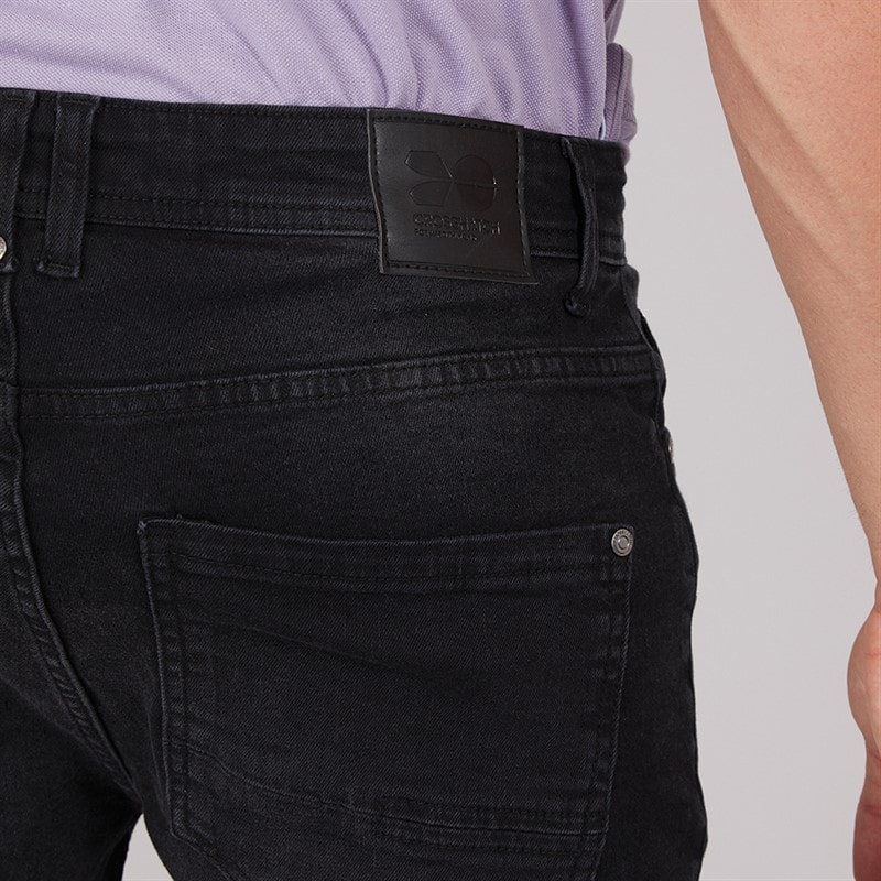 Crosshatch Mens Tadcaster Mens Denim Shorts Black - Image 3