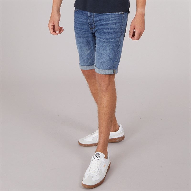Crosshatch Mens Tadcaster Mens Denim Shorts Light Wash - Image 1