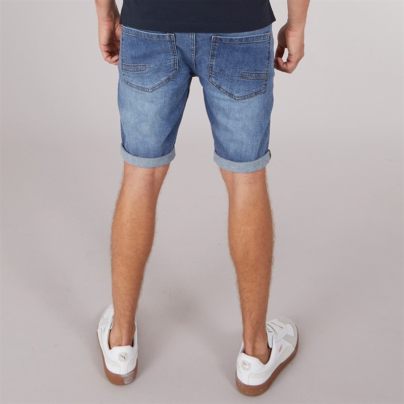Crosshatch Mens Tadcaster Mens Denim Shorts Light Wash - Image 2