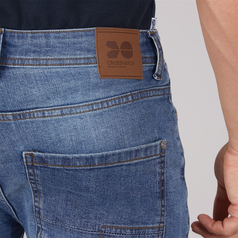 Crosshatch Mens Tadcaster Mens Denim Shorts Light Wash - Image 3