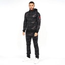 Crosshatch Mens Bricktown AOP Camo Tricot Tracksuit Black