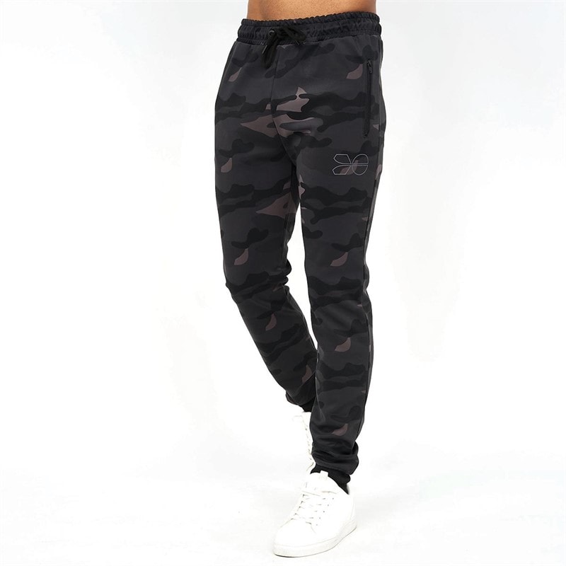 Crosshatch Mens Bricktown AOP Camo Tricot Tracksuit Black - Image 4