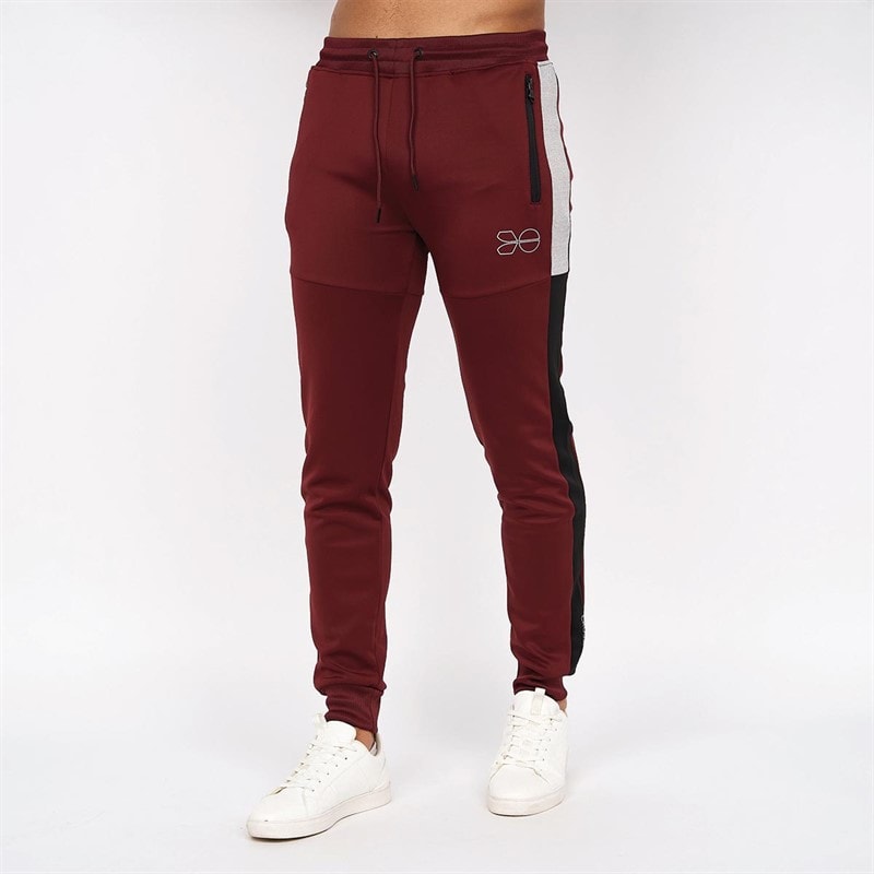 Crosshatch Mens Purbeck Tricot Panel Tracksuit Burgundy/Grey - Image 4