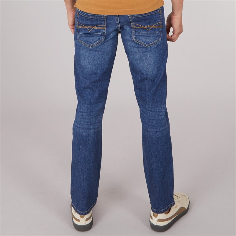 Crosshatch Mens Fortune Straight Fit Jeans Mid Wash - Image 2