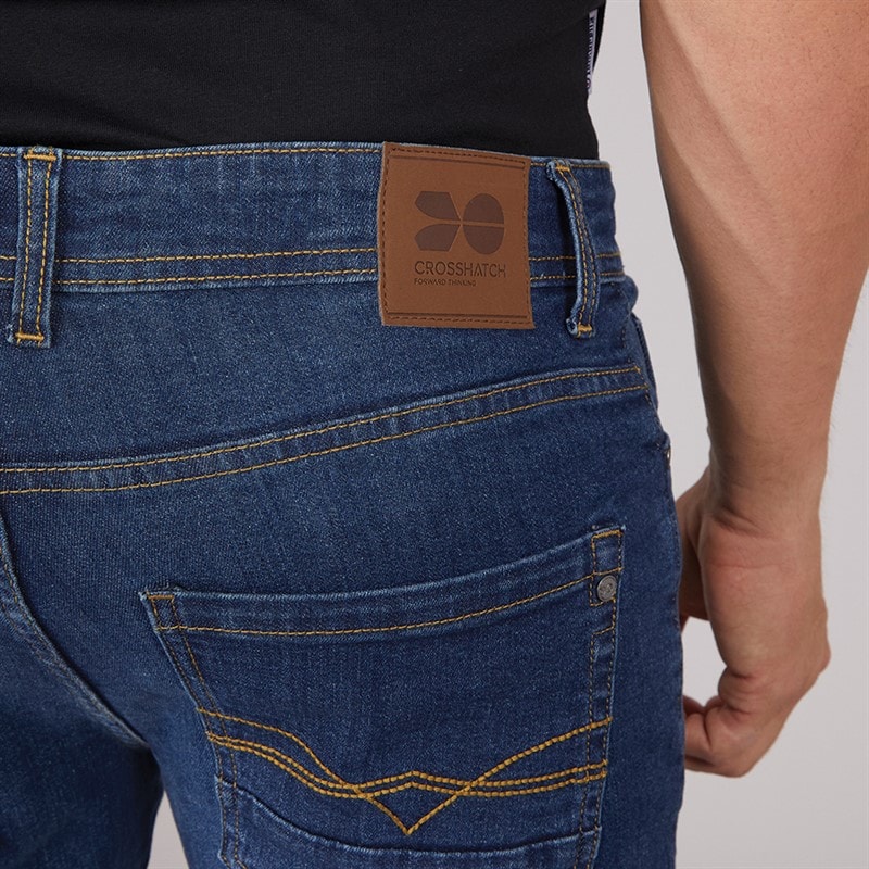 Crosshatch Mens Geforce Slim Fit Jeans Dark Wash - Image 3