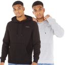 Crosshatch Mens Traymax Two Pack Hoodies Black/Grey Marl