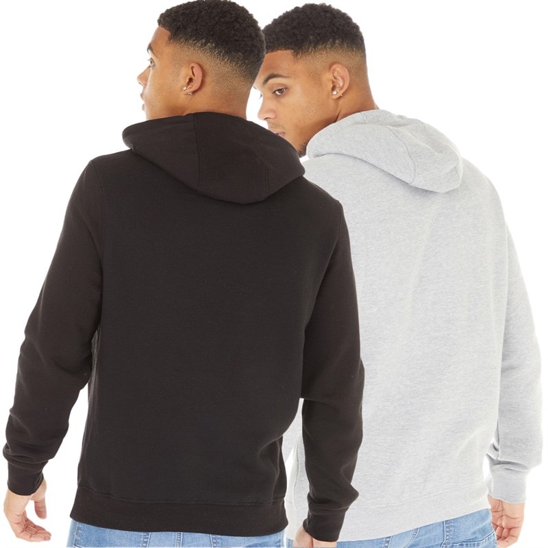 Crosshatch Mens Traymax Two Pack Hoodies Black/Grey Marl - Image 2