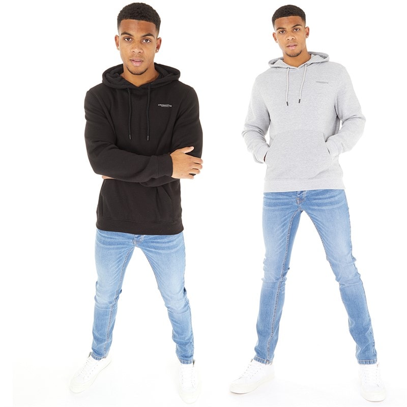 Crosshatch Mens Traymax Two Pack Hoodies Black/Grey Marl - Image 3
