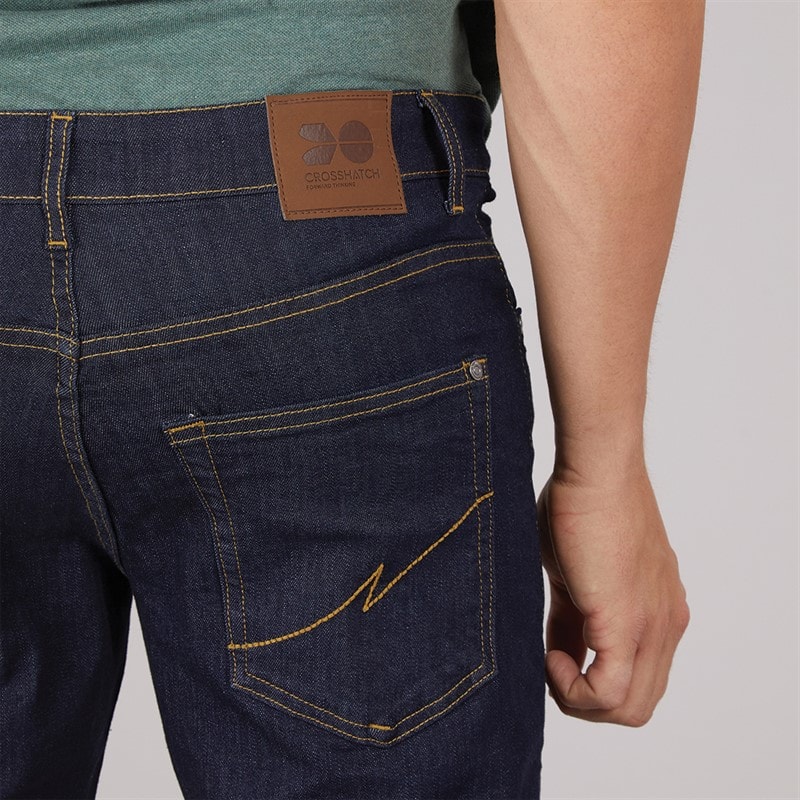 Crosshatch Mens Bandol Straight Fit Jeans Raw Wash - Image 3
