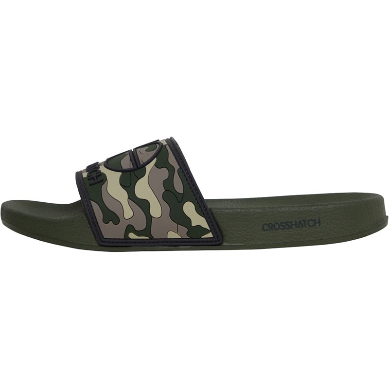 Crosshatch Mens Remorid Sliders Green Camo - Image 2