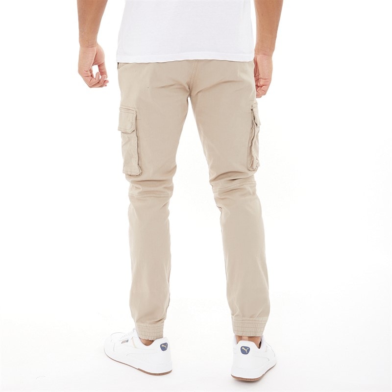 Crosshatch Mens Frenton Cargo Pants Stone - Image 2