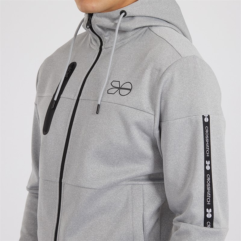 Crosshatch Mens Ventnor Tracksuit Grey Marl - Image 3