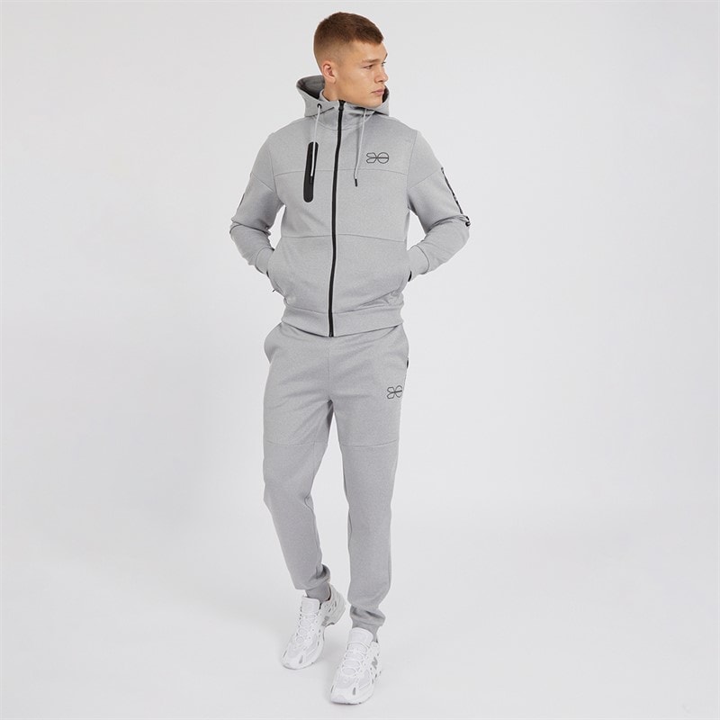 Crosshatch Mens Ventnor Tracksuit Grey Marl - Image 4