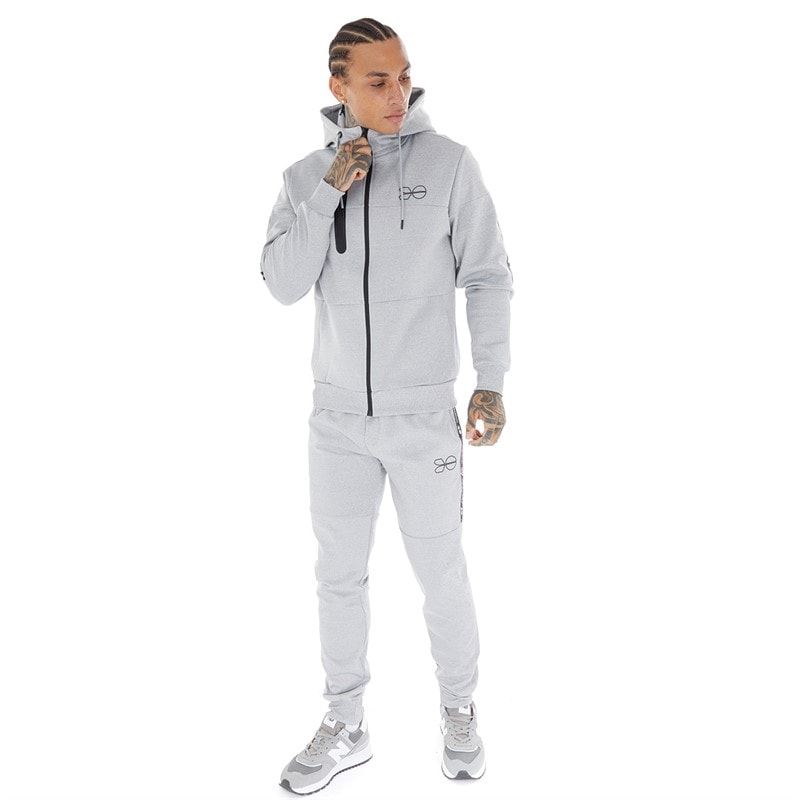 Crosshatch Mens Ventnor Tracksuit Grey Marl - Image 5
