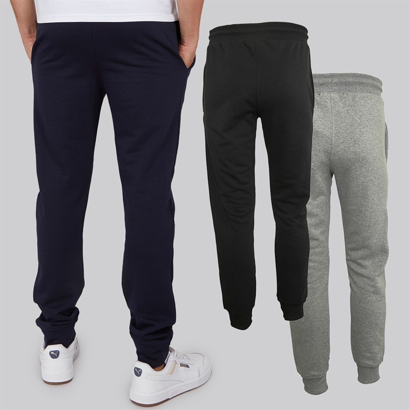 Crosshatch Mens Three Pack Mayview Joggers Black/Light Grey Marl/Navy - Image 2
