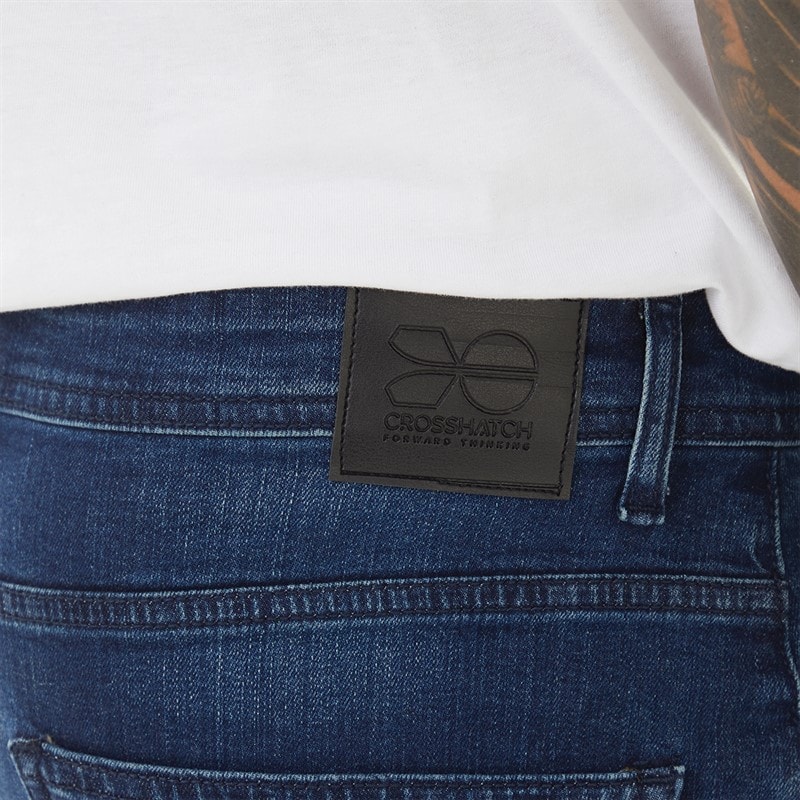 Crosshatch Mens Kremtap Tapered Cargo Jeans Dark Wash - Image 3