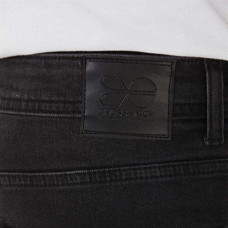 Crosshatch Mens Kremtap Tapered Cargo Jeans Washed Black - Image 3