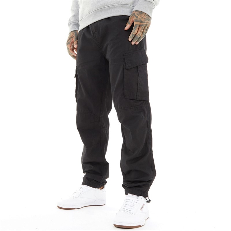 Crosshatch Mens Sidemoore Cargo Pants Black - Image 1