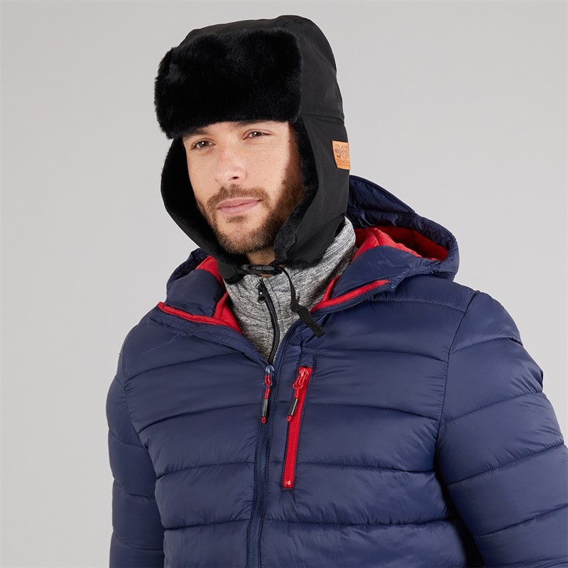 Crosshatch Mens Trapper Hat Black - Image 2