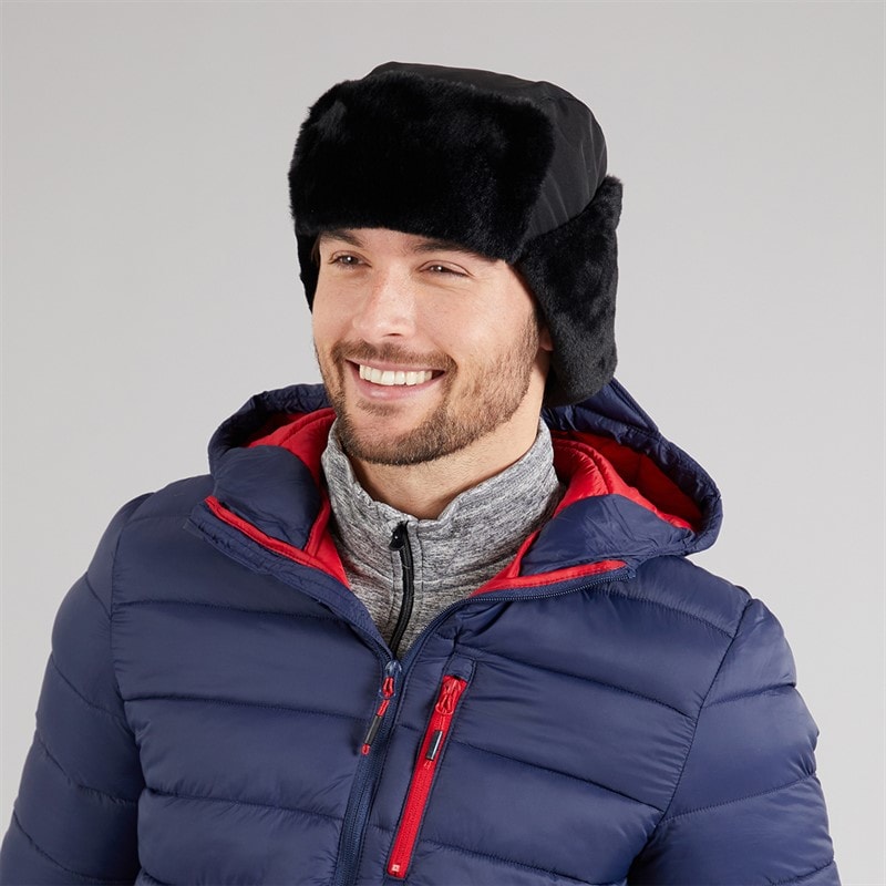 Crosshatch Mens Trapper Hat Black - Image 4