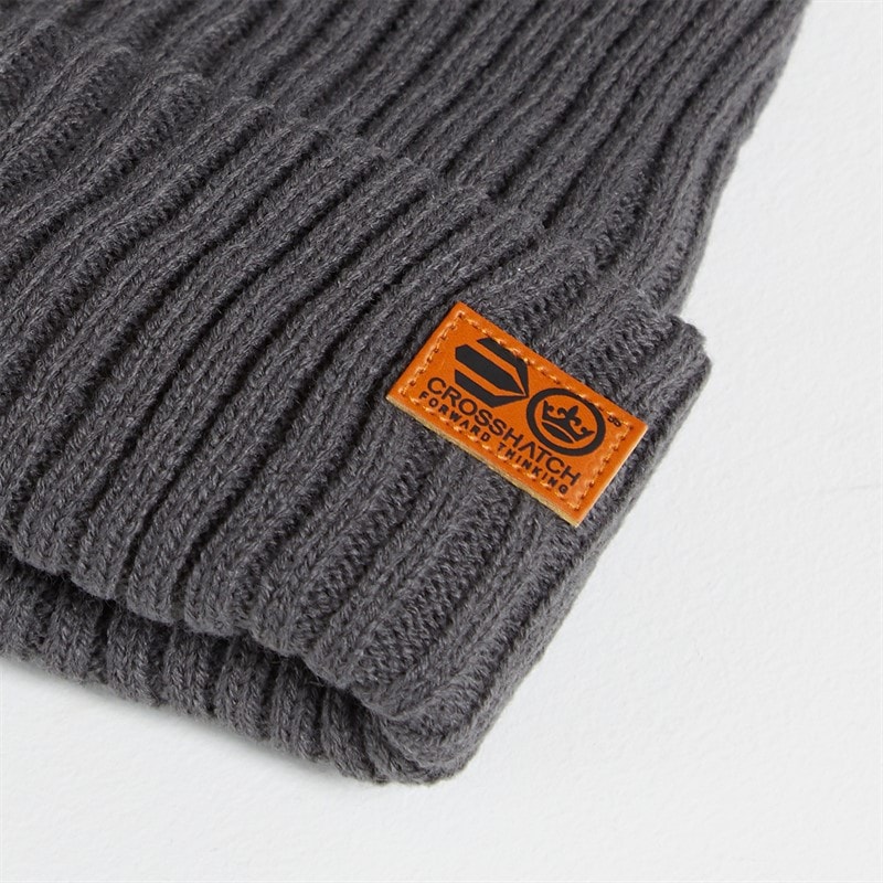 Crosshatch Mens Beanie Charcoal - Image 3